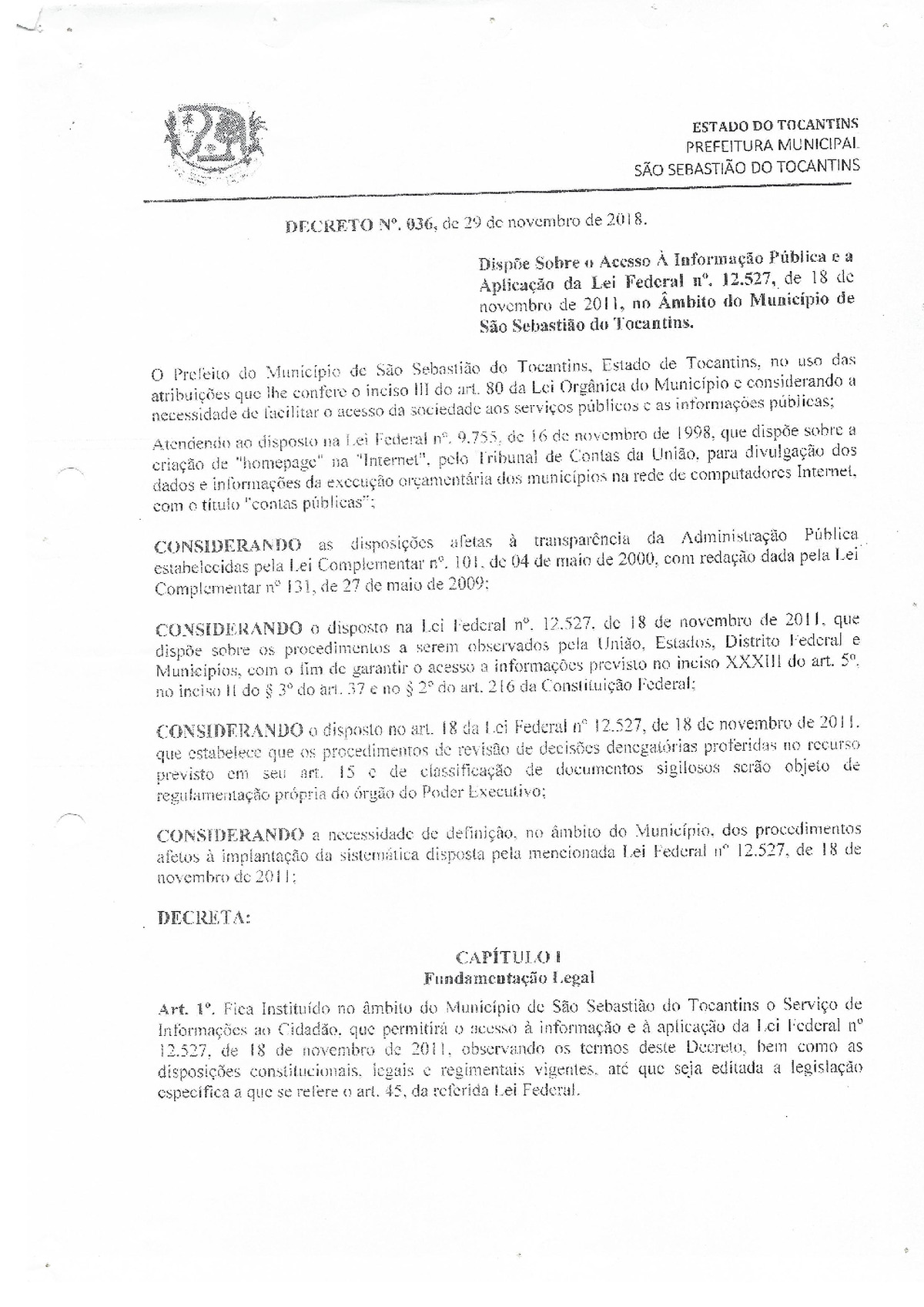 Diário Oficial - Edição 036/2018